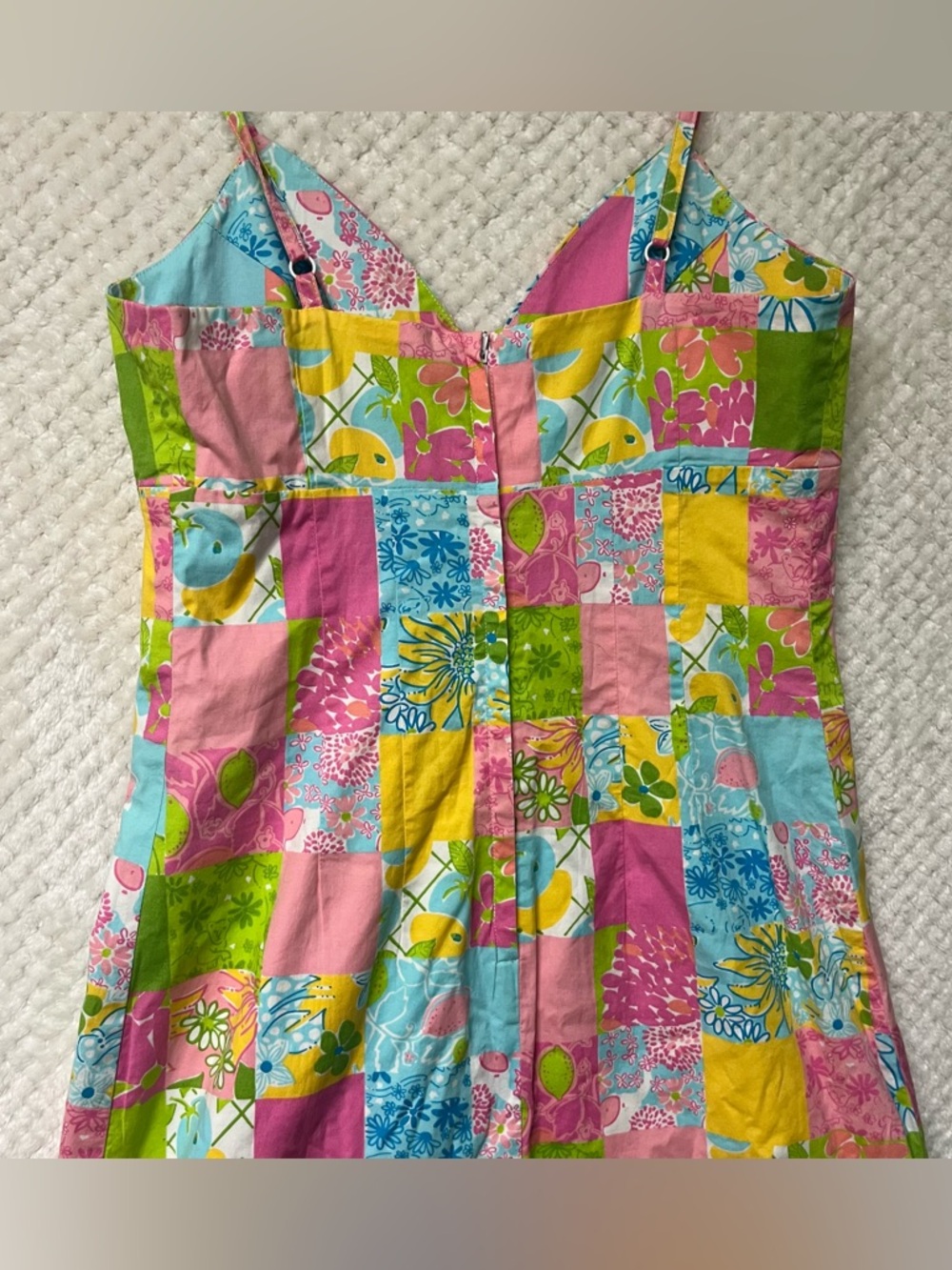 Lilly Pulitzer Vintage Patchwork Dress Colorful Floral Cotton Blend Beach Sz 6 - Picture 9 of 16